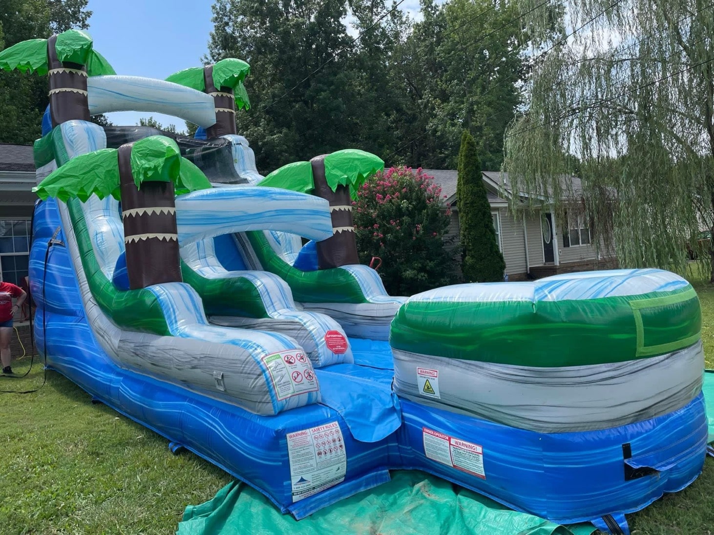 inflatable slide with trees
